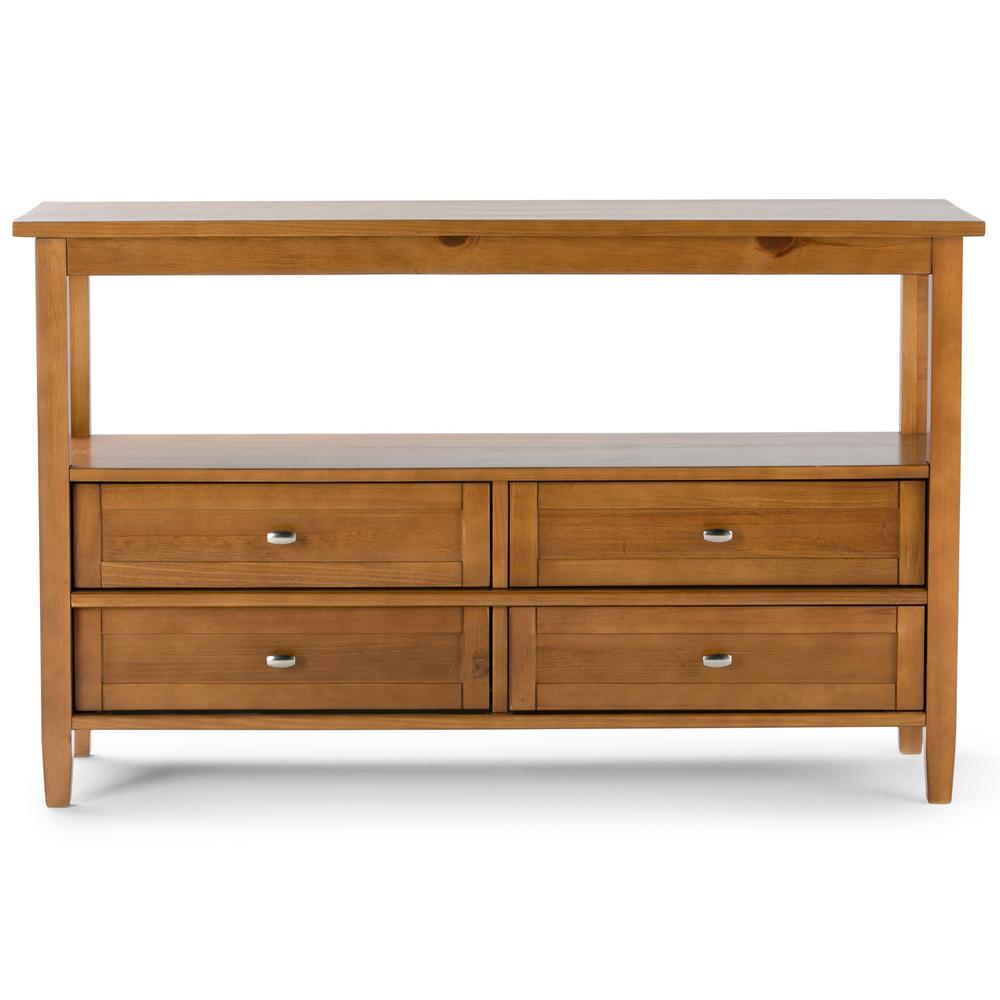 Simpli Home Warm Shaker Solid Wood 48 In Light Golden Brown Wide