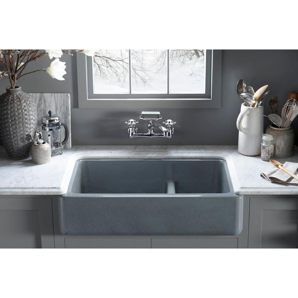 Kohler Whitehaven Smart Divide Undermount Farmhouse Apron Front Cast Iron 36 In Double Bowl Kitchen Sink In White