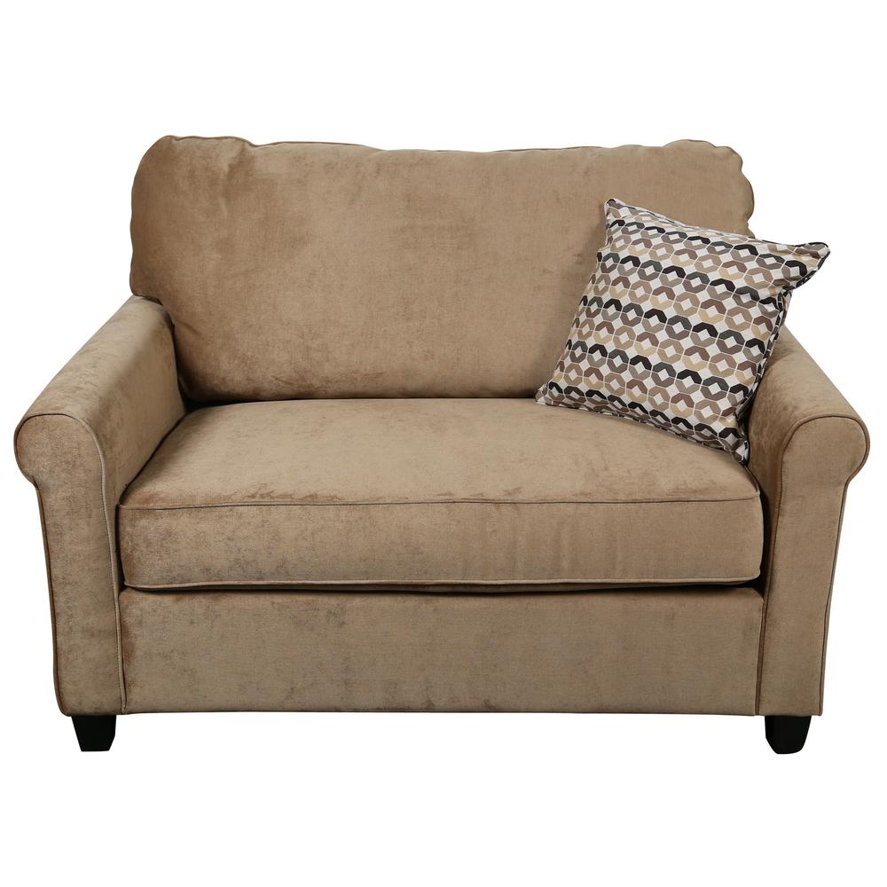 Sofa Bed Sofas Loveseats Living Room Furniture The Home Depot Serena Khaki Plush Microfiber Twin Sleeper Sofa