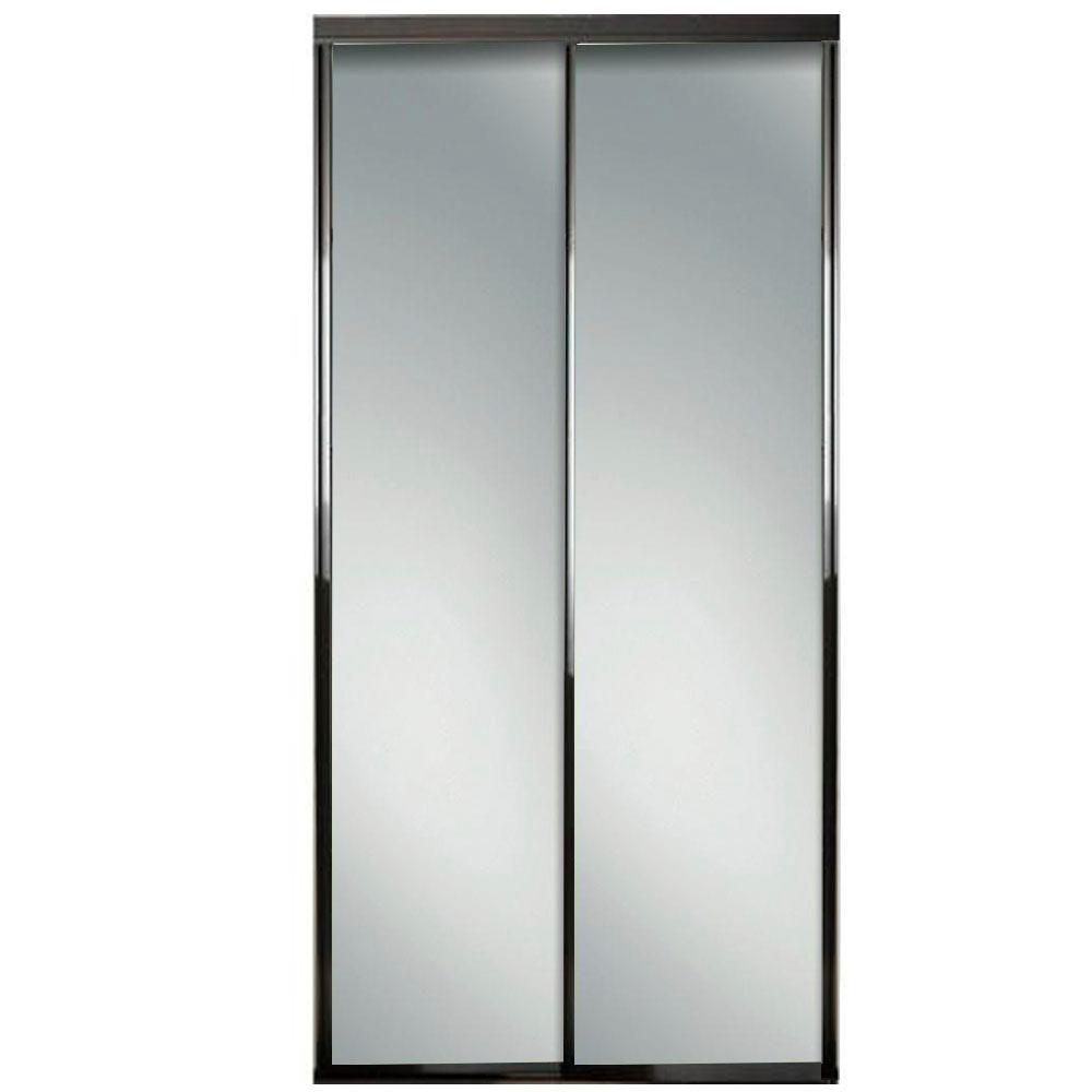Contractors Wardrobe 72 In X 81 In Concord Bronze Aluminum Frame Mirrored Interior Sliding Door