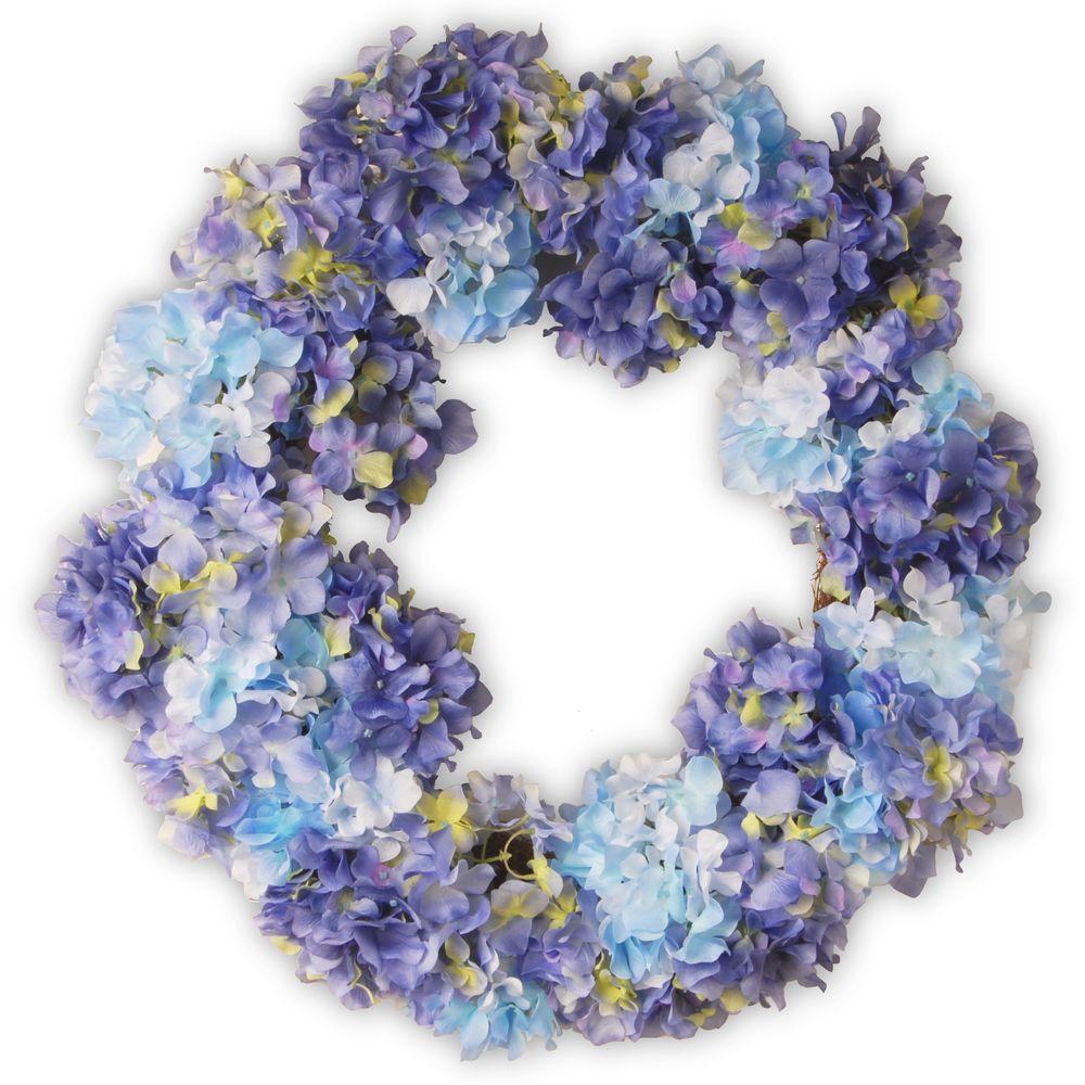 National Tree Company 25 In Garden Accents Blue Hydrangea Wreath Garden Accents Blue Hydrangea Wreath