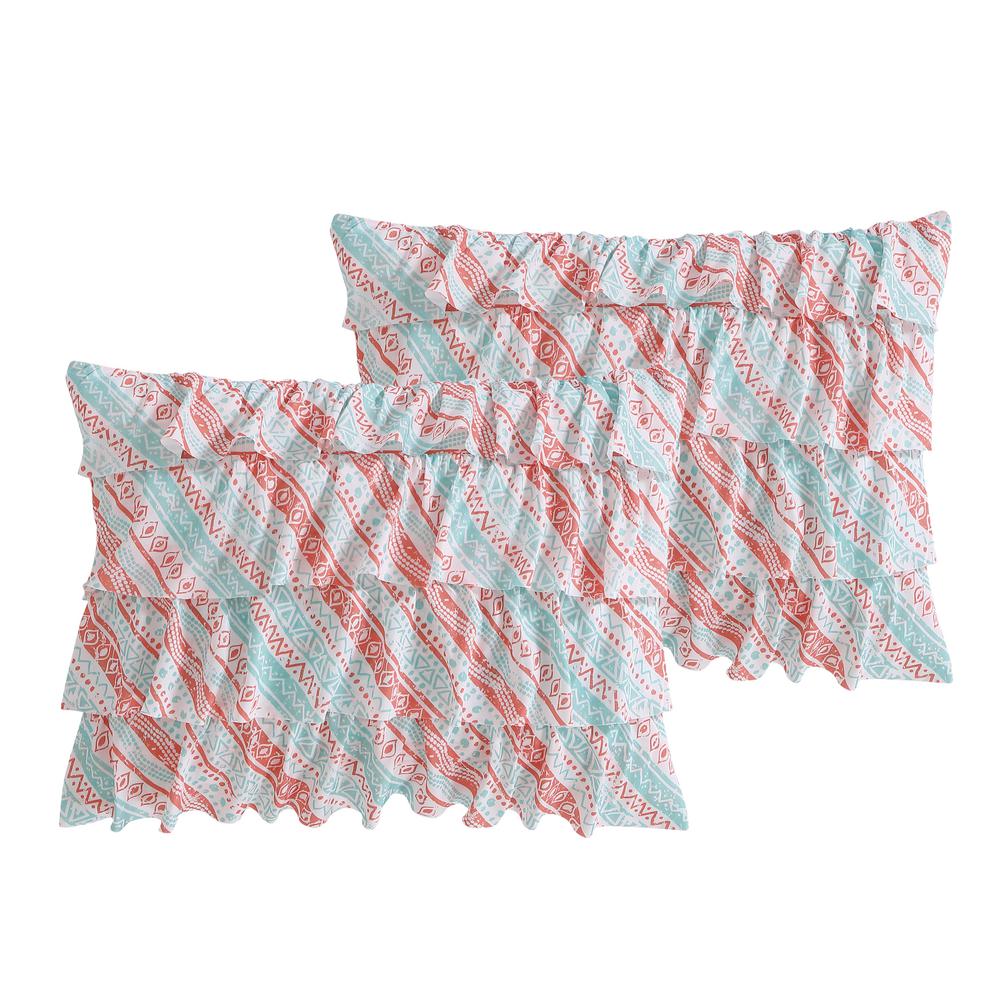 Peach Oak Yorkshire Ruffle Full Queen Comforter Set 3 Piece