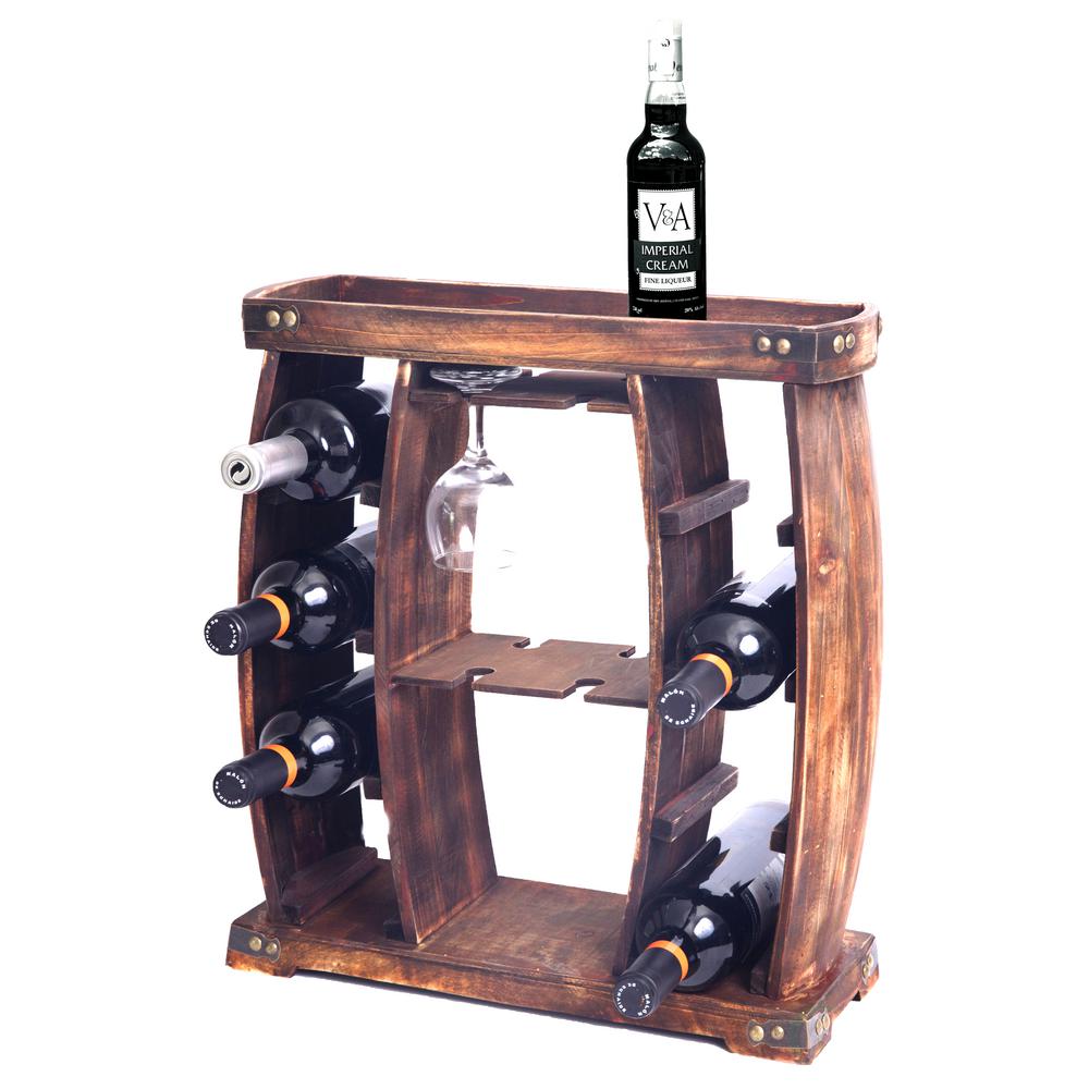 Vintiquewise Decorative Wooden 8 Bottle Rustic Wine Rack With Glasses Holder Qi003606 The Home Depot - Wine Bottle And Glass Rack Vintiquewise Decorative Wooden 8 Bottle Rustic Wine Rack With Glasses Holder Qi003606 The Home Depot - Wine Bottle And Glass Rack