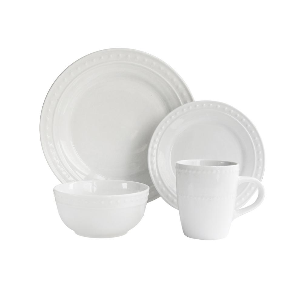 UPC 088235558176 product image for Elle Decor 16-Piece Solid White Porcelain Dinnerware Set (Service for 4) | upcitemdb.com