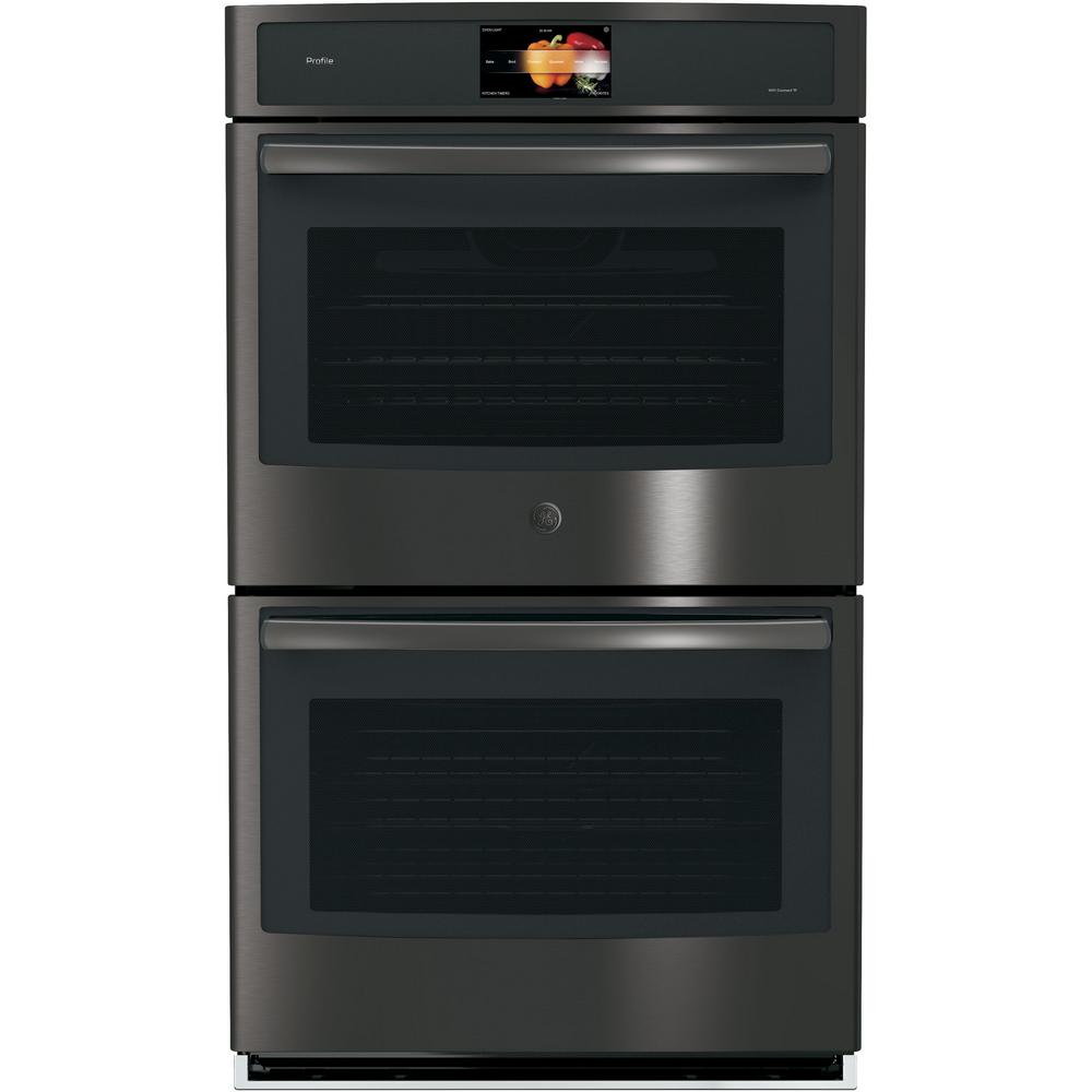 GE 30 in. Double Electric Wall Oven with Built-In Microwave in ...