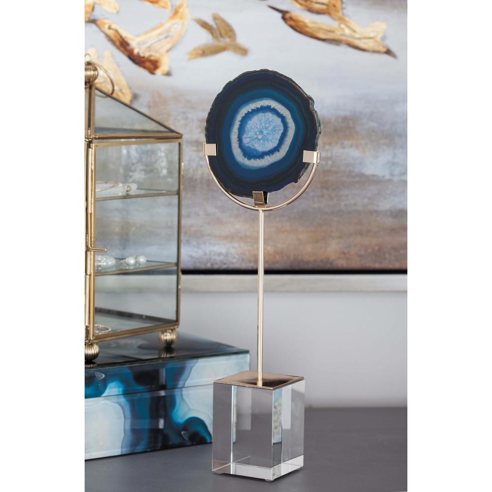 Blue Decorative Accessories Home Accents The Depot Agate Sculpture With Metal Post And Gl Base