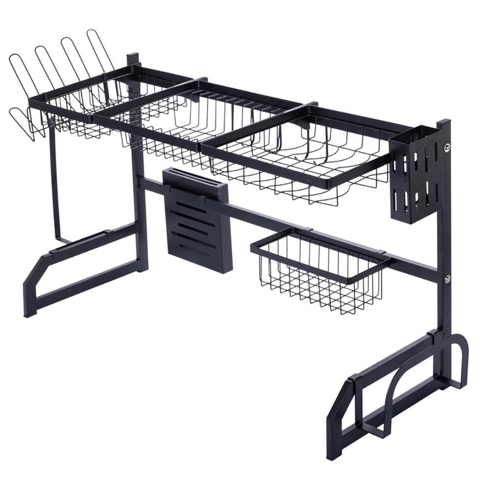 Boyel Living Over the Sink Dish Drying Rack,Large Stainless Steel Dish Rack, Cutting Board Holder Kitchen Sink Shelf Storage Rack, Black