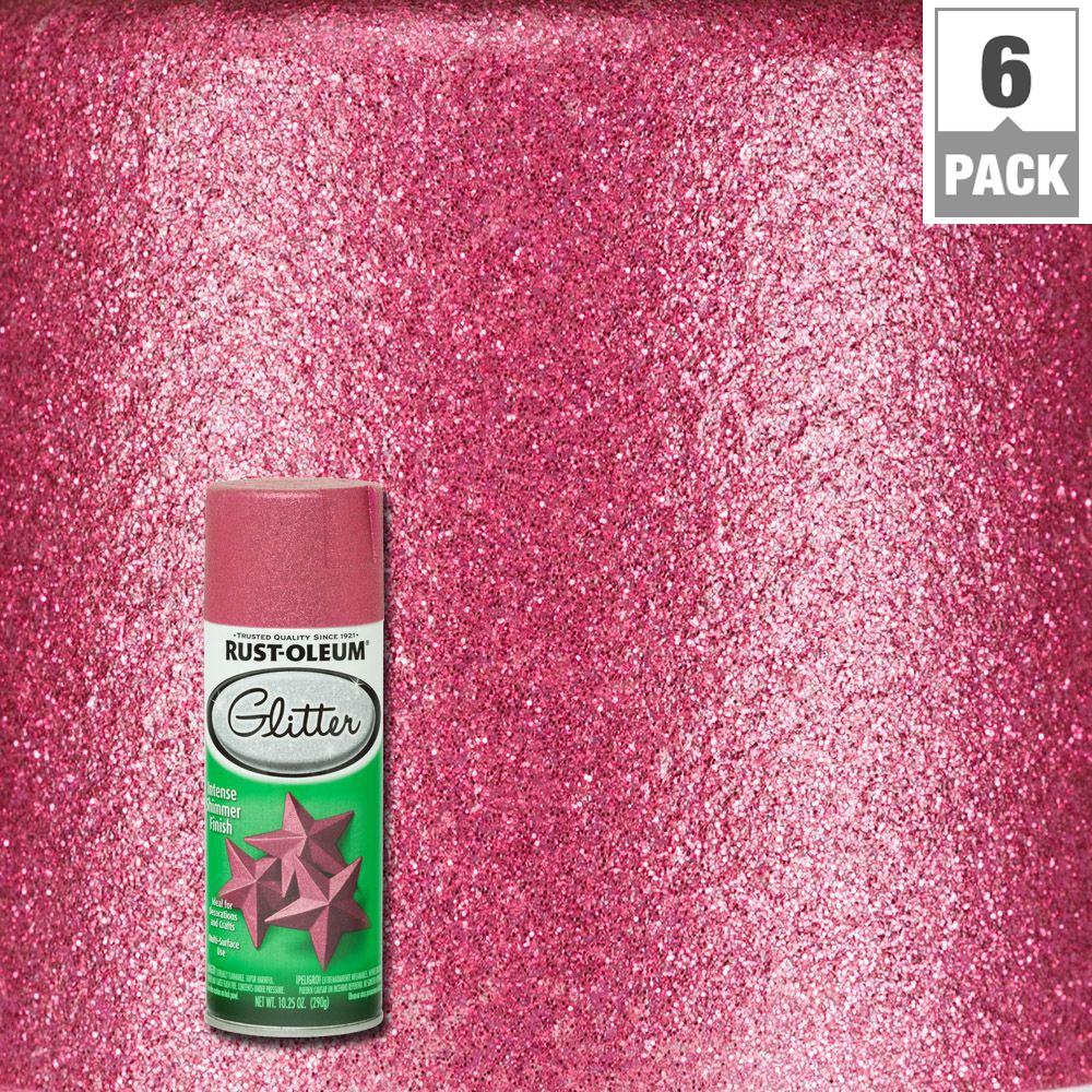 Plastic Reds Pinks Spray Paint The Home Depot Bright Pink Glitter Spray Paint 6 Pack