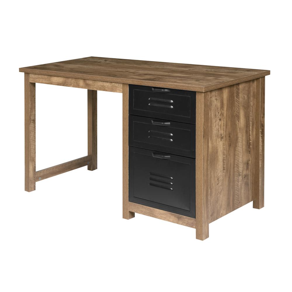 Onee 47 25 In Brown Black Rectangular 3 Drawer Writing Desk Rectangular 3 Drawer Writing Desk