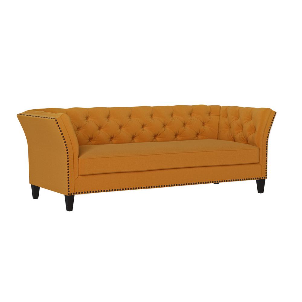 Handy Living Quintana Mustard Gold Velvet On Tufted Sofa