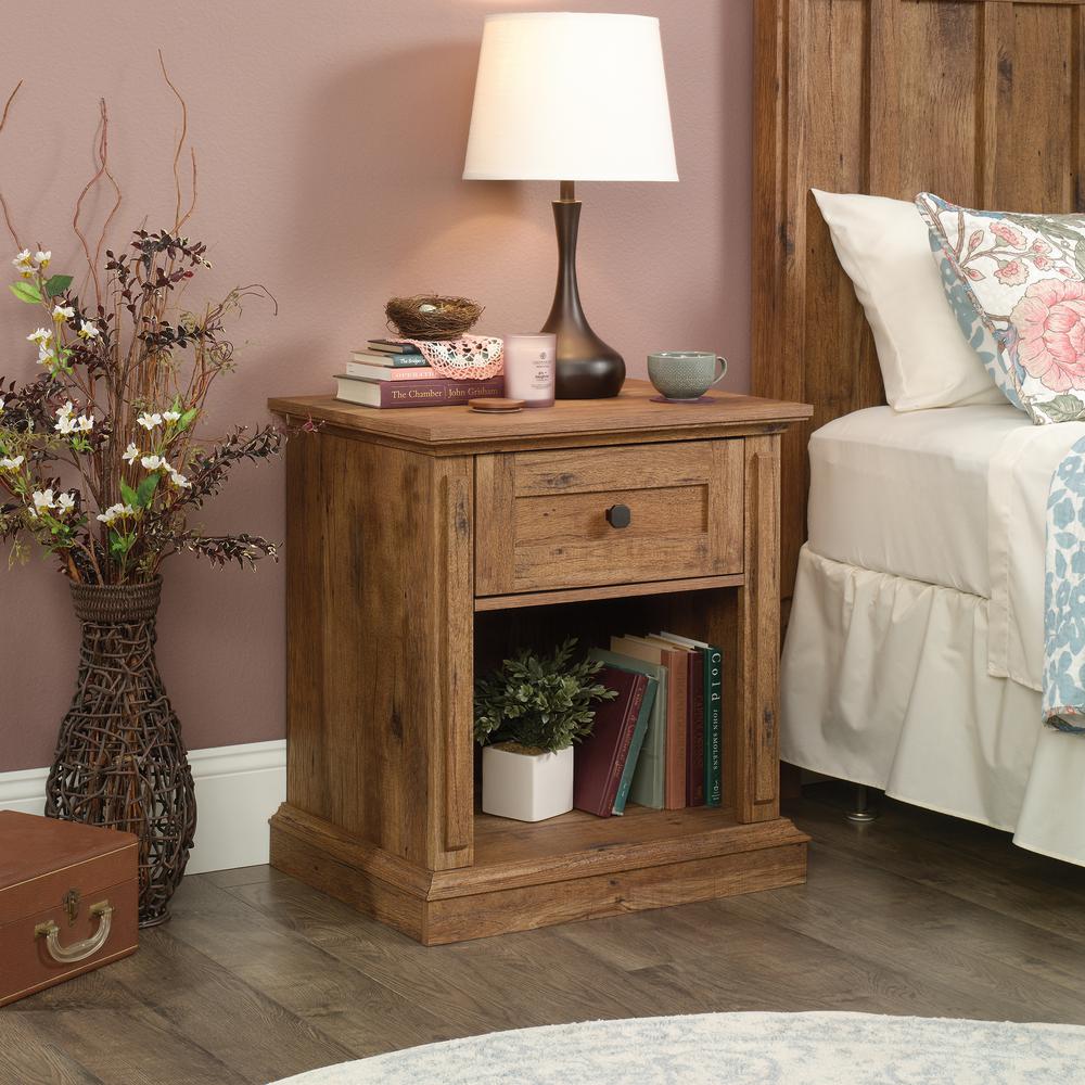 Sauder New Grange 1 Drawer Vintage Oak Nightstand 423703 The