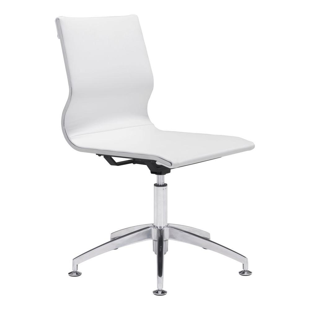 Glider White Leatherette Conference Office Chair
