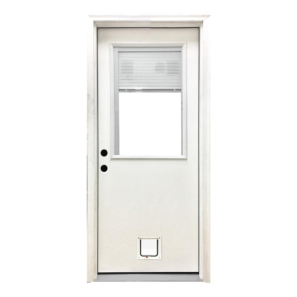 36 X 80 Blinds Between The Gl Wood Fibergl Doors Front 36 In X 80 Clic Mini Blind Rhis White Primed Textured Fibergl