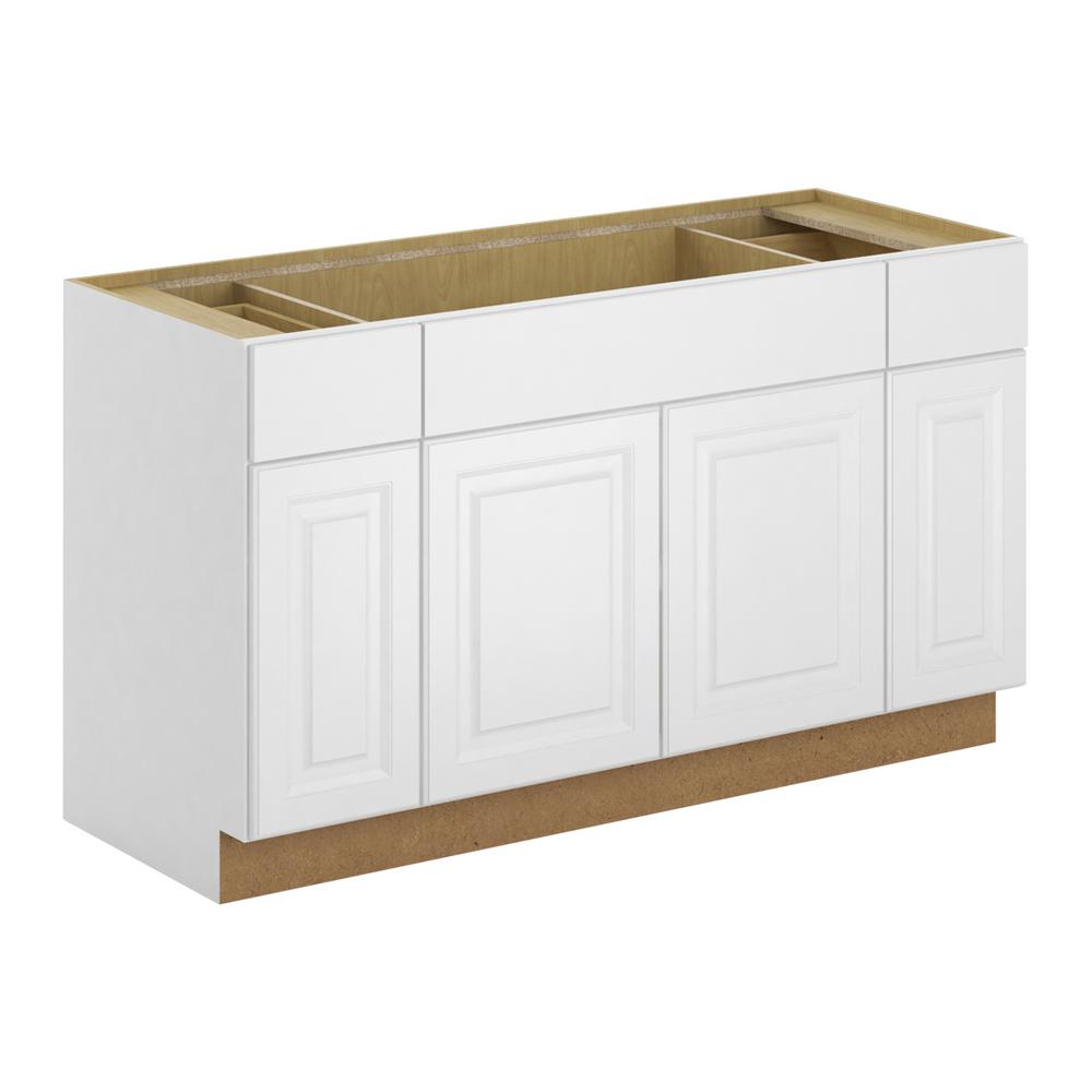 Hampton Bay Madison Assembled 60 in. W x 34.5 in. H x 24 in. D Sink Base Cabinet in Warm White 