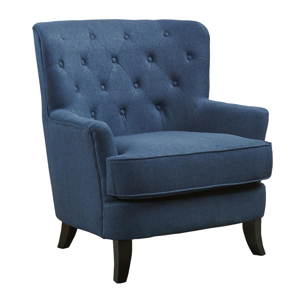 unbranded anikki navy blue and dark brown tufted club chair12659  the  home depot