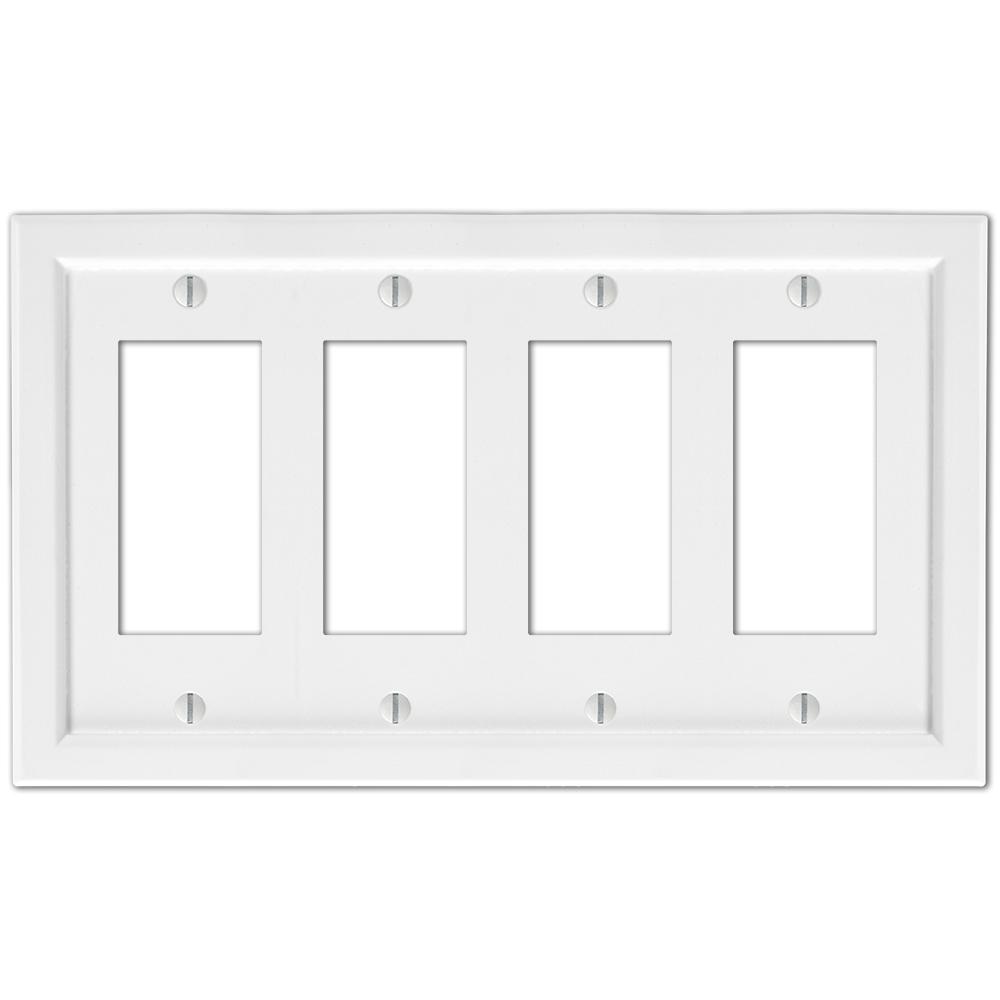 Hampton Bay Woodmore Wood 4Decora Wall Plate, White200R4W The Home