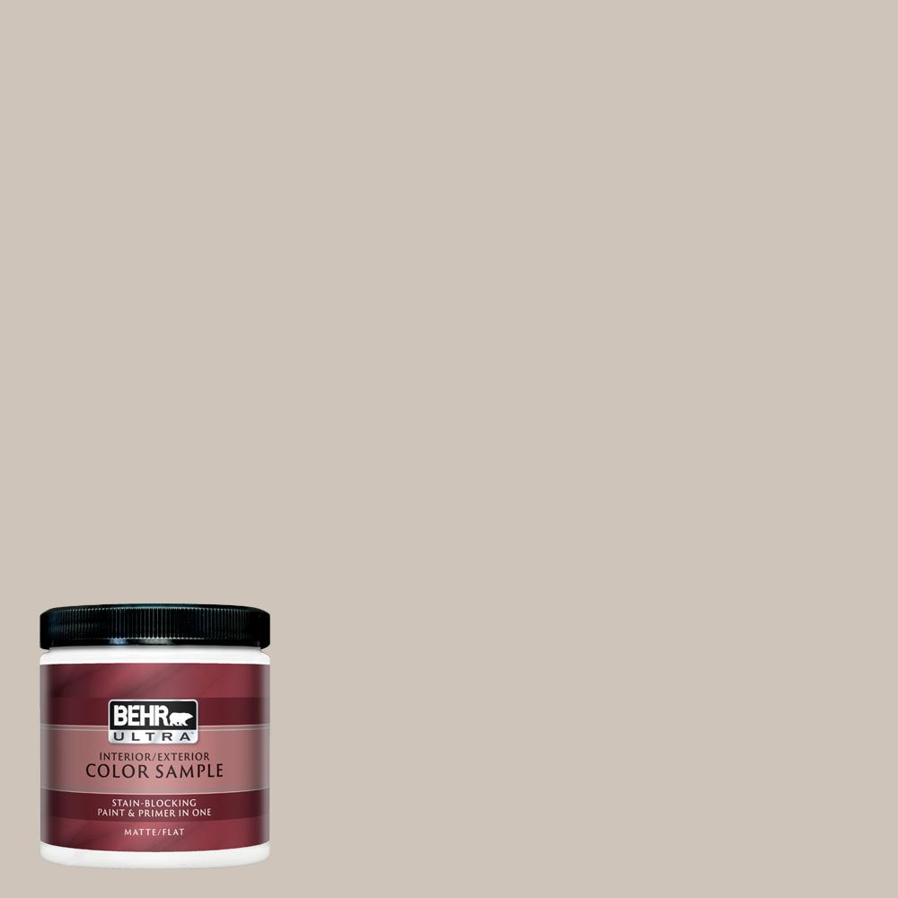 Behr Ultra 8 Oz Icc 89 Gallery Taupe Matte Interior Exterior Paint And Primer In One Sample