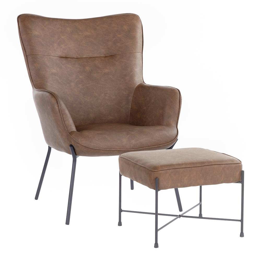 Lumisource Izzy Black Lounge Chair With Ottoman In Espresso
