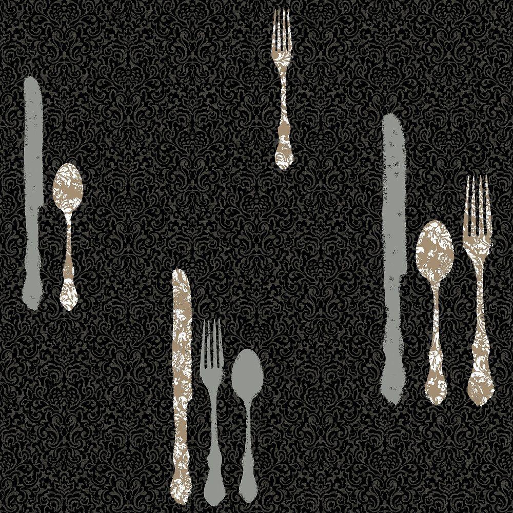 York Wallcoverings Metallic Silverware with Damask WallpaperKB8569