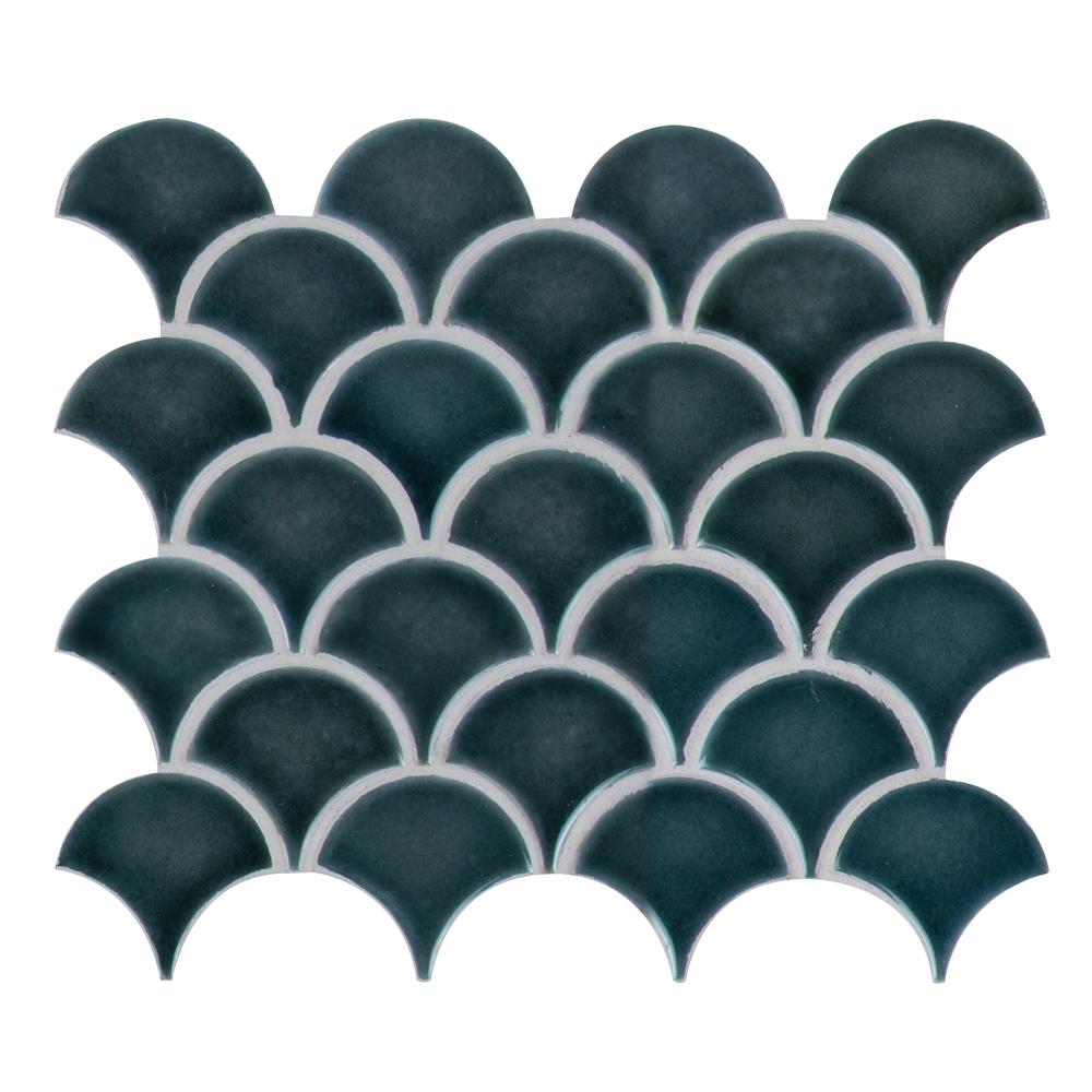 Msi Azul Scallop Glossy 13 11 In X 9 96 8mm Glazed Ceramic Msi Azul Scallop Glossy 13 11 In X 9