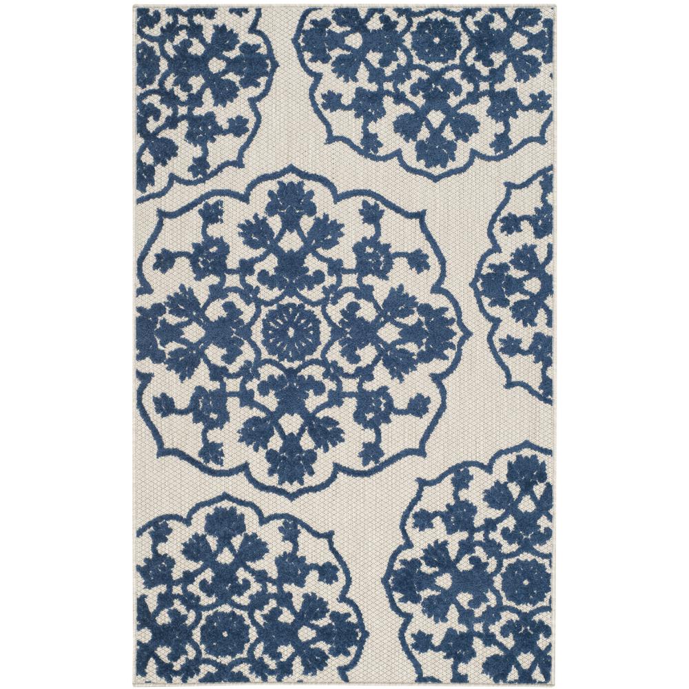 Safavieh Cottage Indoor/Outdoor Light Gray/Royal Blue 3 ft. 3 in. x 5