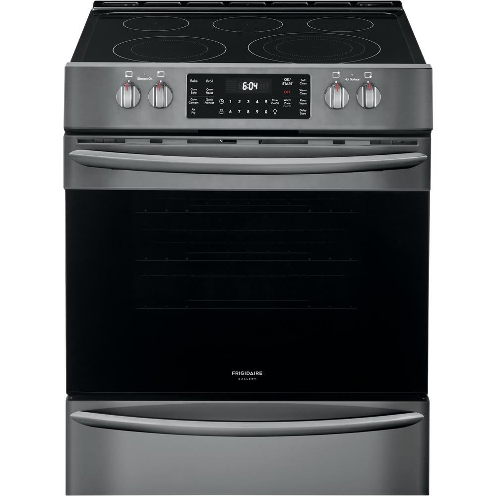 Frigidaire Gallery 30 In 5 4 Cu Ft Front Control Electric Range With   Black Stainless Steel Frigidaire Gallery Single Oven Electric Ranges Fgeh3047vd 64 1000 