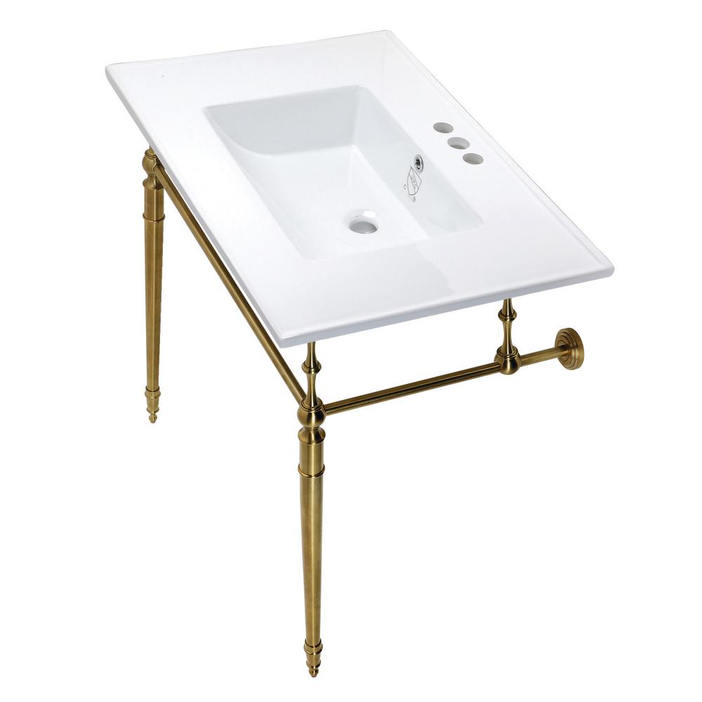 Kingston Brass Edwardian 31 in. Ceramic Vanity Top with Brass Console