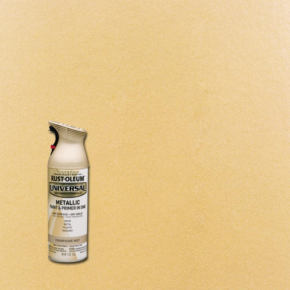 Rust Oleum Universal 11 Oz All Surface Metallic Champagne Mist All Surface Metallic Champagne Mist Spray Paint And Primer In One 261415 The Home Depot