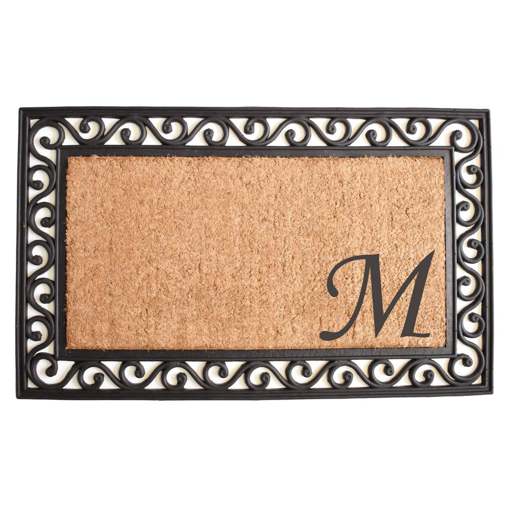Home & More Prestige Silver Door Mat 18 in. x 30 in. Monogram M Door