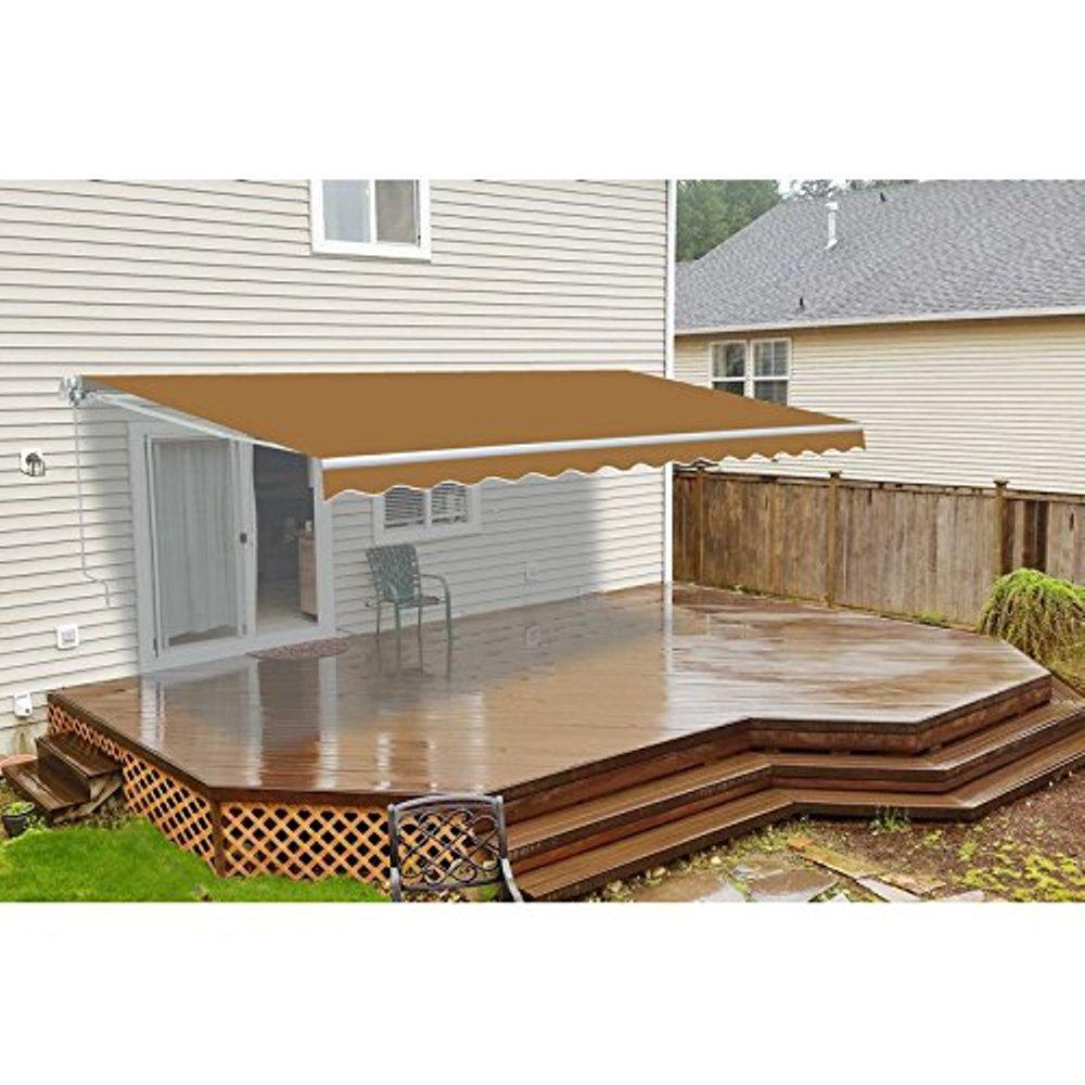 Aleko 12 Ft Manual Patio Retractable Awning 120 In Projection In Sand Aw12x10sand31 Hd The Home Depot