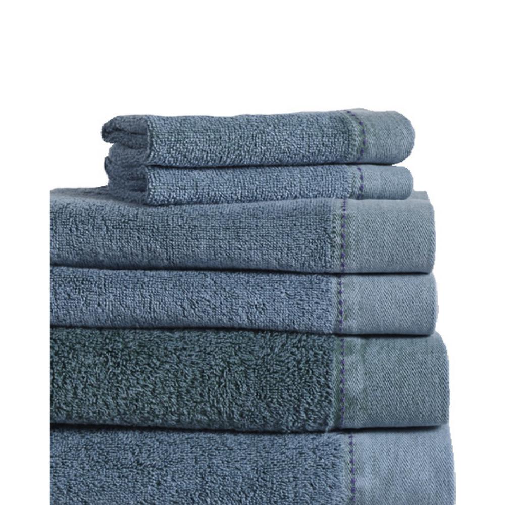 Espalma MO Stonewash 6Piece 100 Cotton Bath Towel Set in Denim 858567 The Home Depot