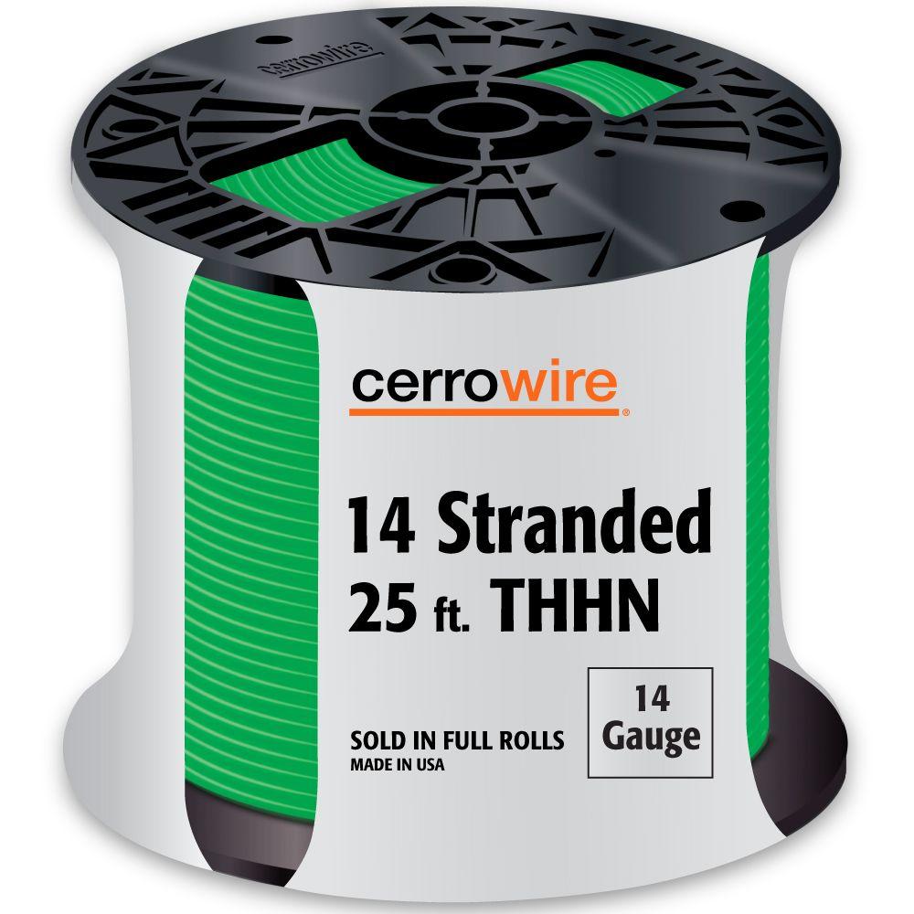 Cerrowire 25 ft. 14-Gauge Green Stranded THHN Wire-112 ...