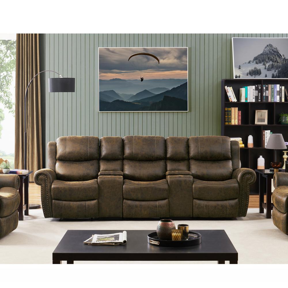 Prolounger Distressed Saddle Brown Faux Leather 3 Seat