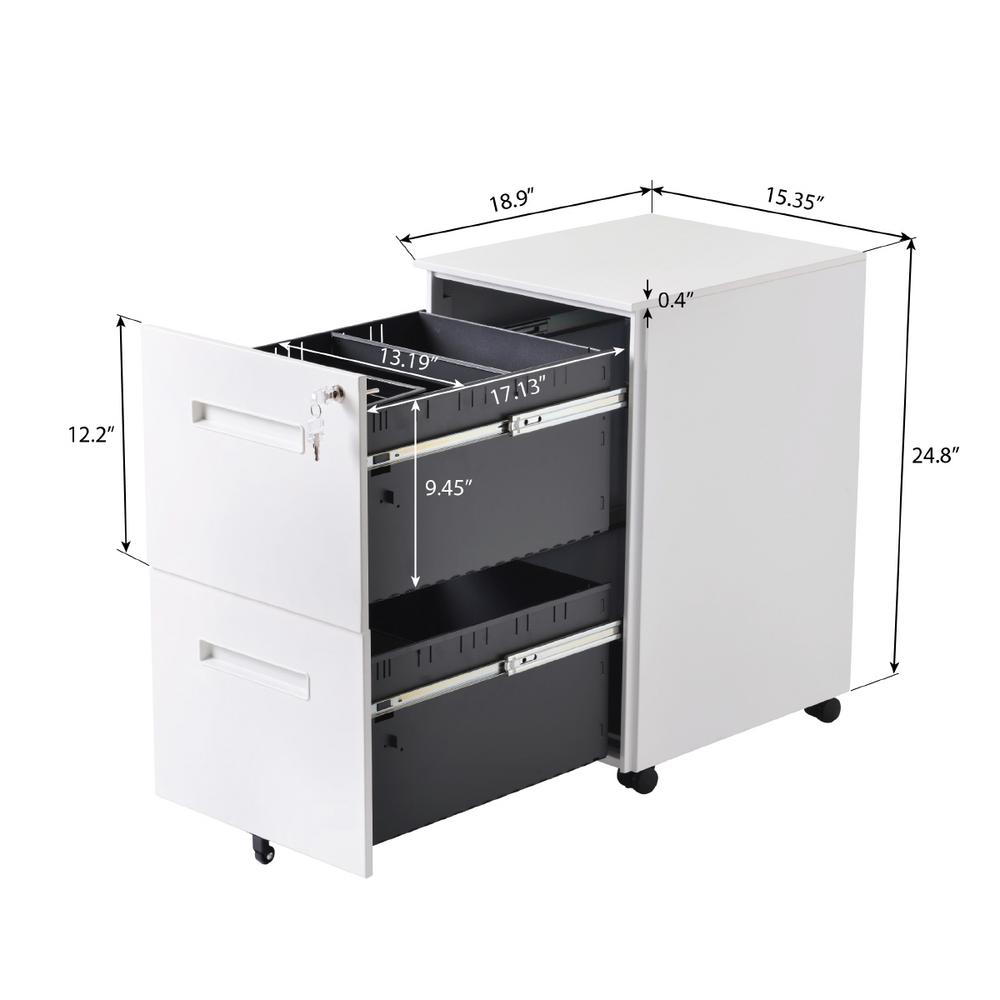 Merax White 2 Drawers File Cabinet With Lock Fully Assembled