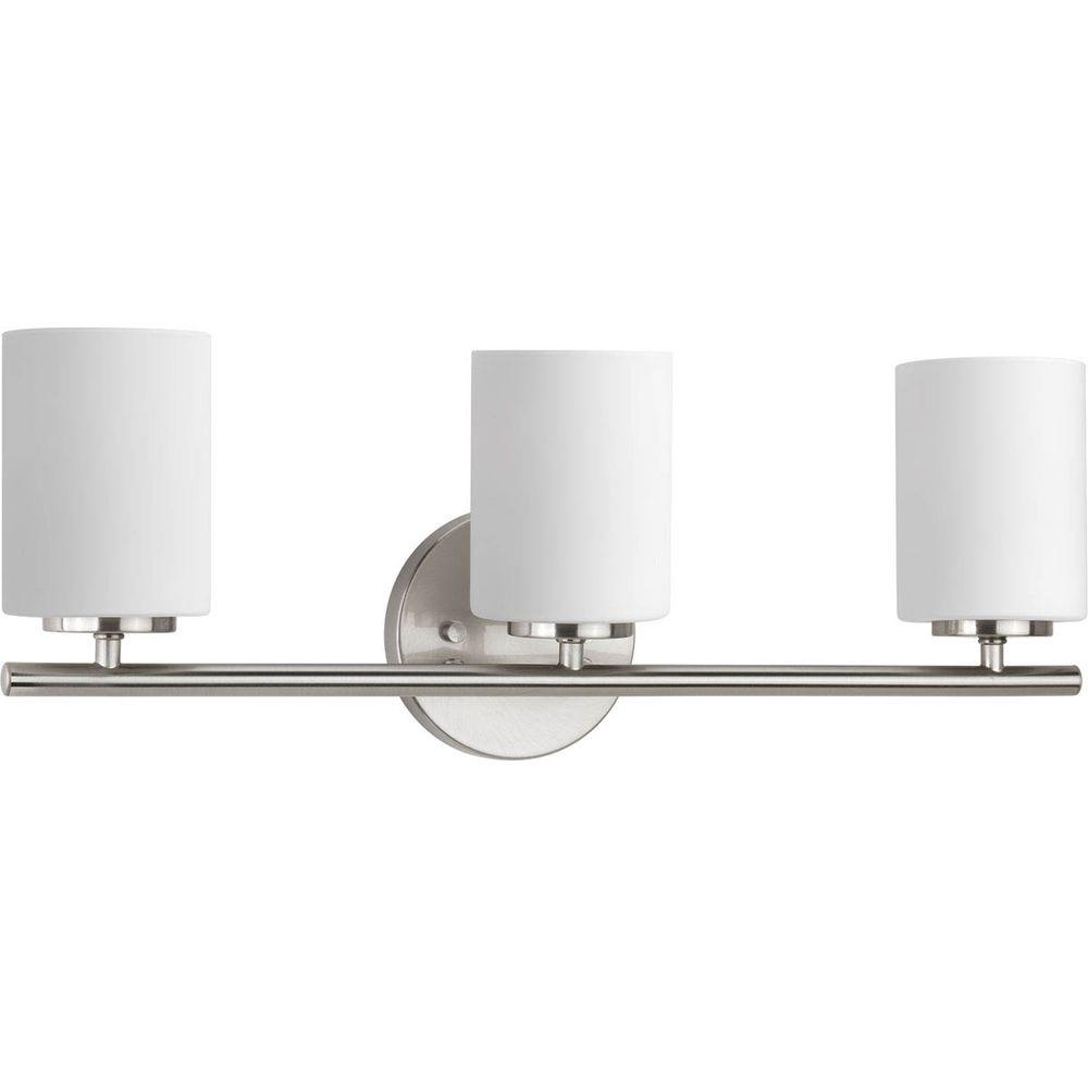 Progress Lighting Replay 22 In 3 Light Brushed Nickel Bathroom Vanity Light With Glass Shades