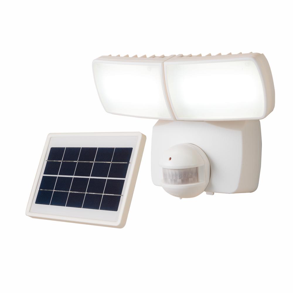 Defiant 180° White Solar Powered Motion LED Security Light with Battery