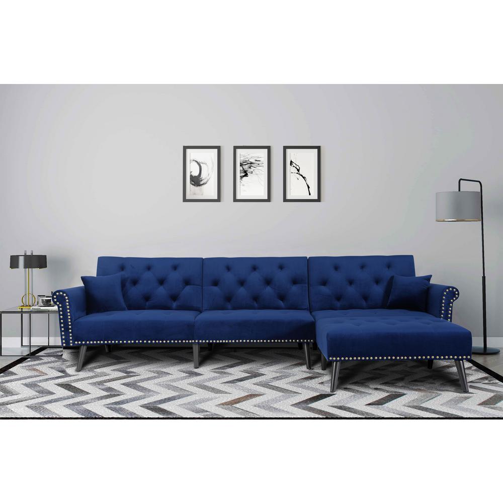 Blue Sectionals Living Room Furniture The Home Depot