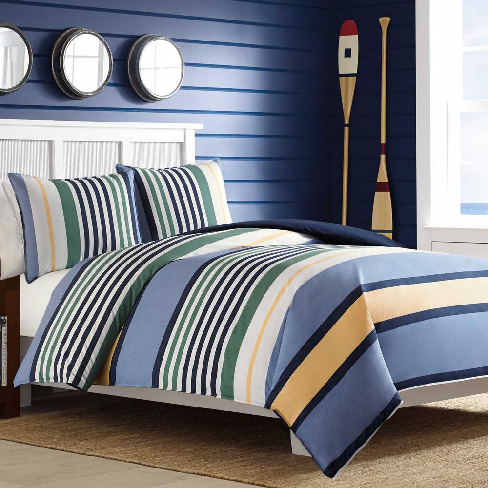 Nautica Dover 2 Piece Multicolored Striped Cotton Twin Comforter Set 209768 The Home Depot