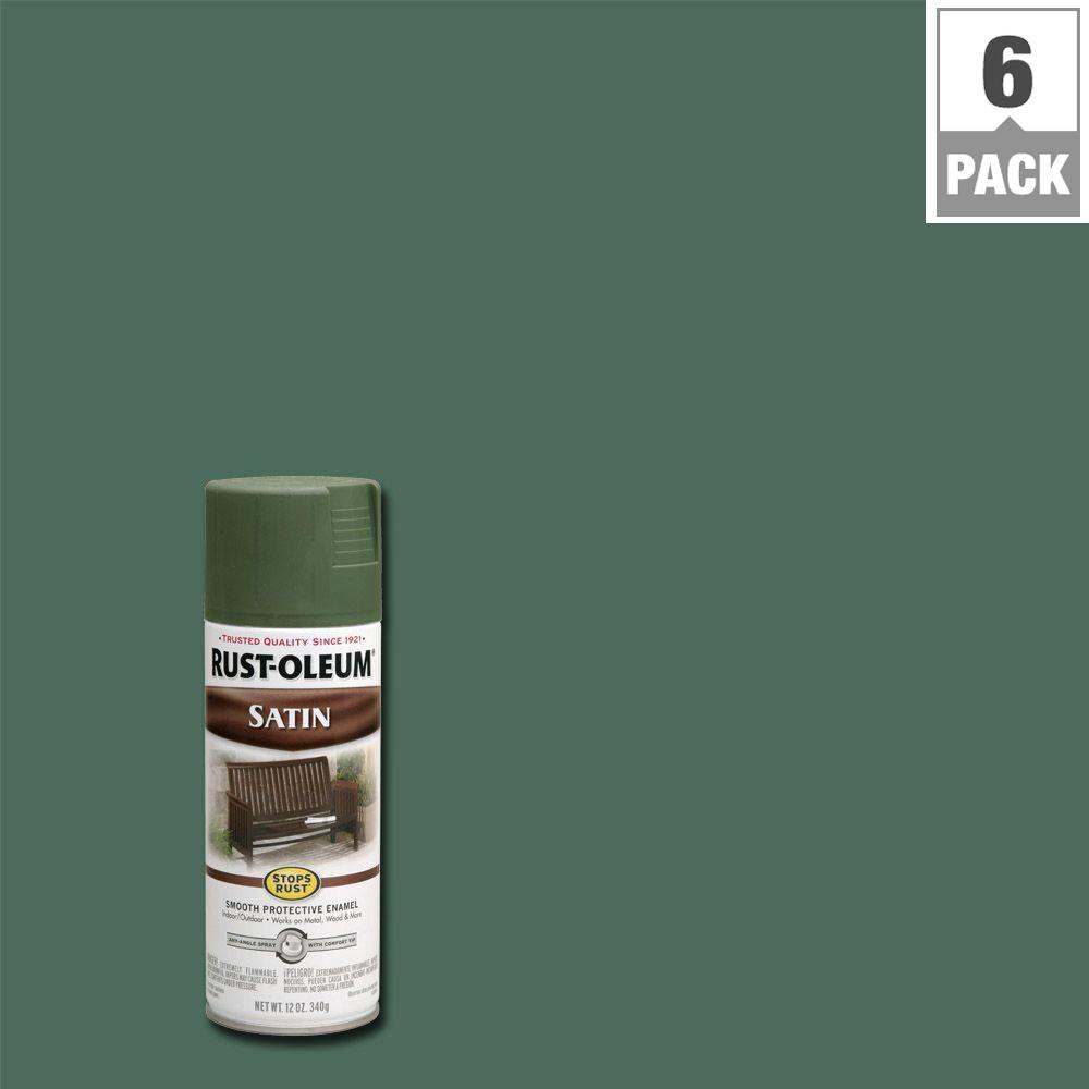 RustOleum Stops Rust 12 oz. Protective Enamel Satin Spruce Green Spray