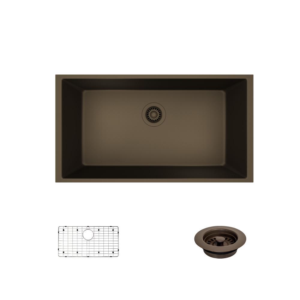 Dark Brown Undermount Kitchen Sinks The Home Depot Undermount Composite Granite 32 5 8 In Single Bowl Kitchen Sink Umber