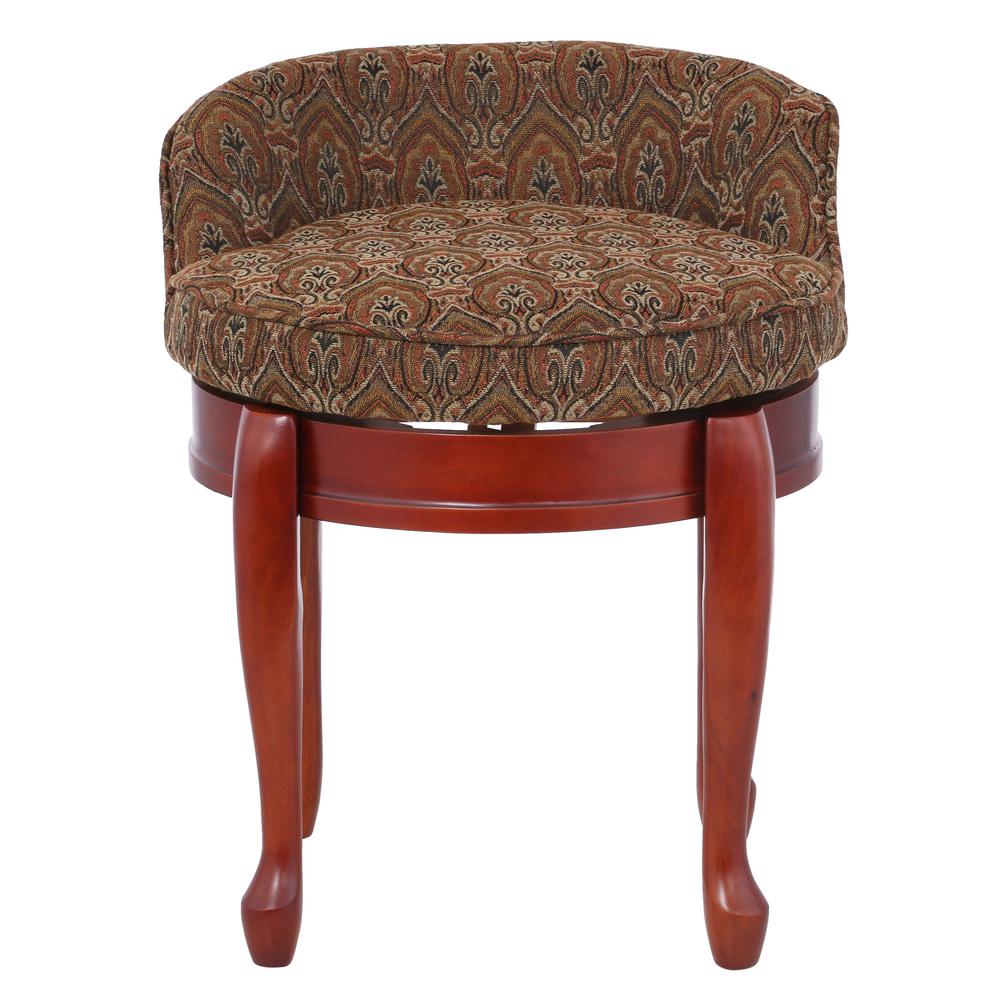Vanity Stool Chair Low Back Swivel 360 Degrees Delmar Tapestry Bedroom