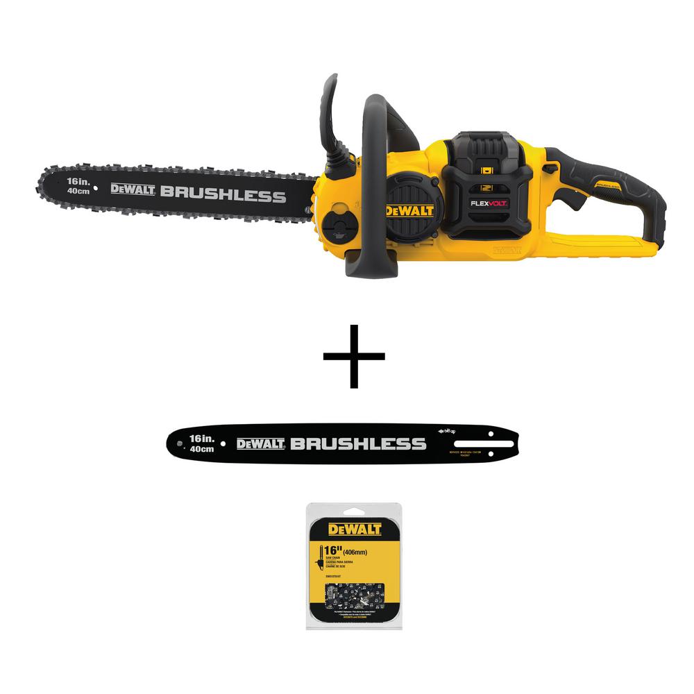 Dewalt 16 In 60v Max Lithium Ion Cordless Flexvolt Brushless Chainsaw With 1 3 0ah Battery And Charger Included Dccs670x1 The Home Depot