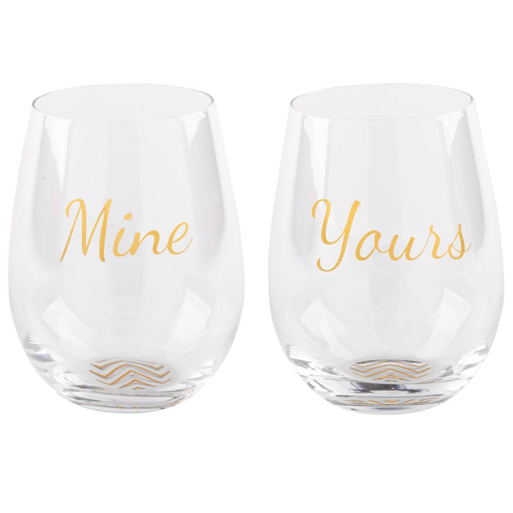 HOME ESSENTIALS & BEYOND 19 oz. Posh Mine/Yours Stemless Wine Glass in