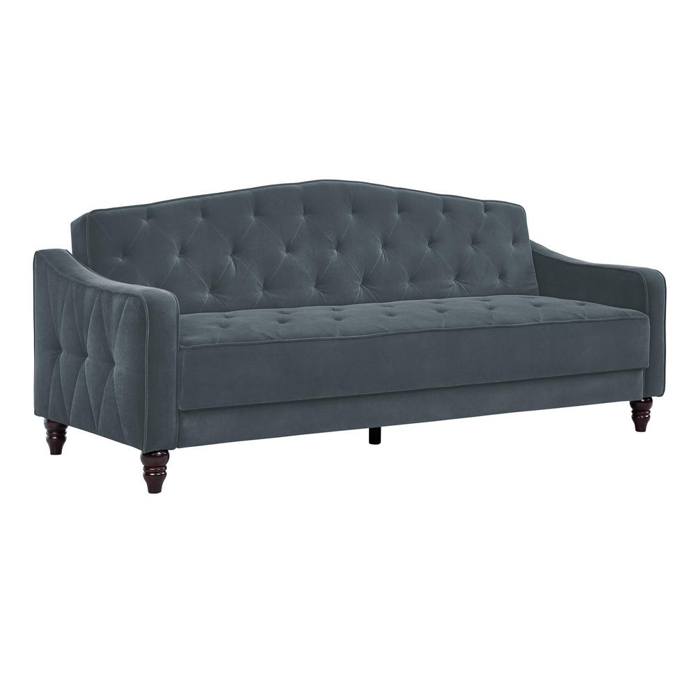 Novogratz Vintage Blue Velvet Tufted Sofa Sleeper II-2020657N - The ...