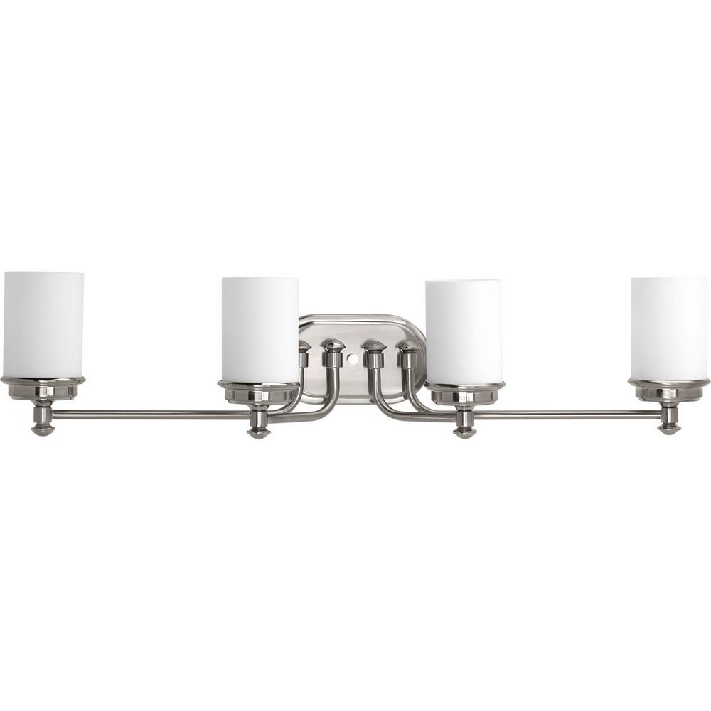 progress lighting calven collection 4 light brushed nickel bath light p3236 09wb the home depot progress lighting glide collection 4 light brushed nickel bathroom vanity light with glass progress lighting calven collection 4 light brushed nickel bath light p3236 09wb the home depot progress lighting glide collection 4 light brushed nickel bathroom vanity light with glass