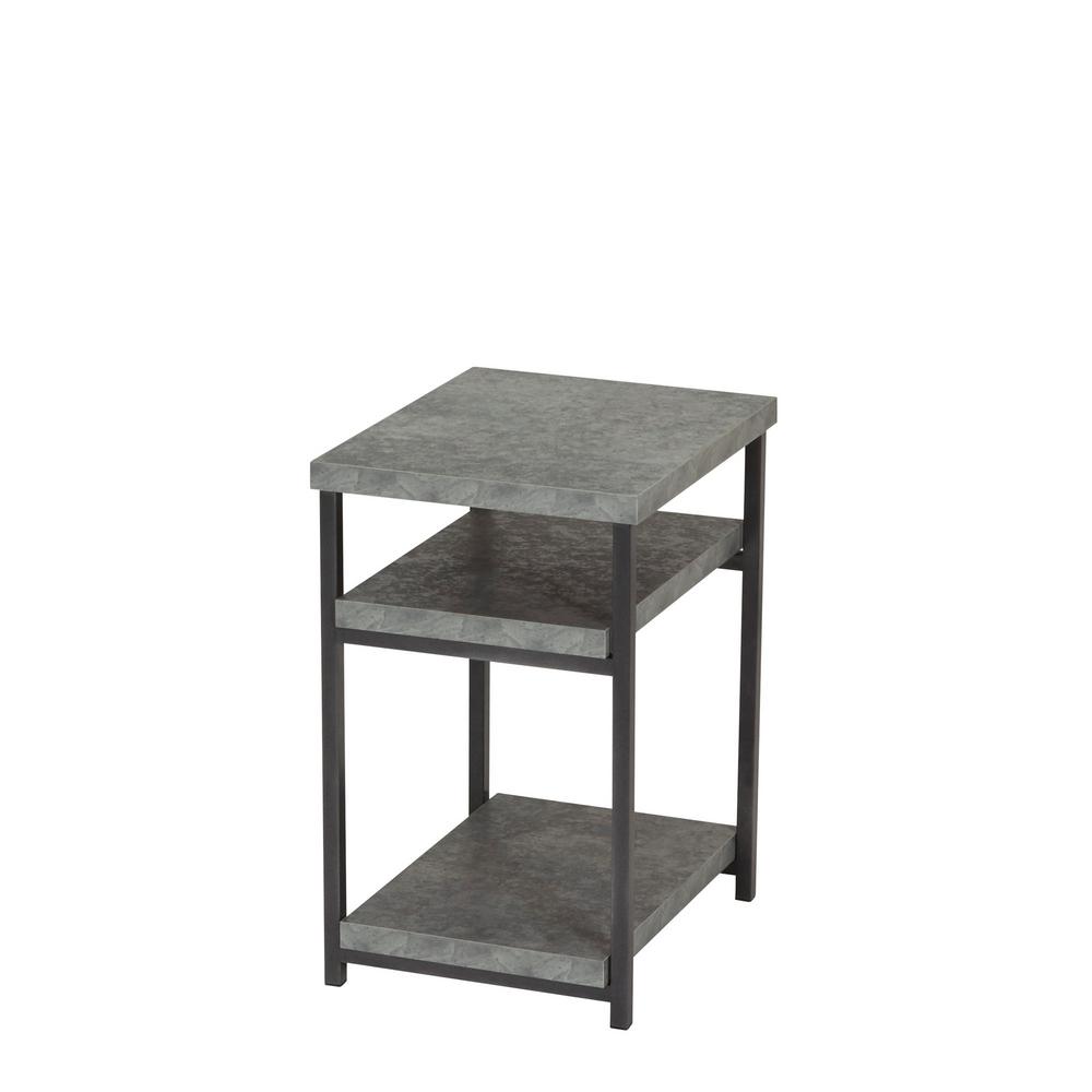 Gray Slate Faux Concrete Coffee Table With Storage Shelf Gray Slate Faux Concrete Coffee Table With Storage Shelf