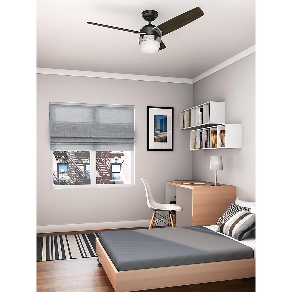 Hunter Flare 48 In Led Indoor Matte Black Ceiling Fan With Light And Universal Remote