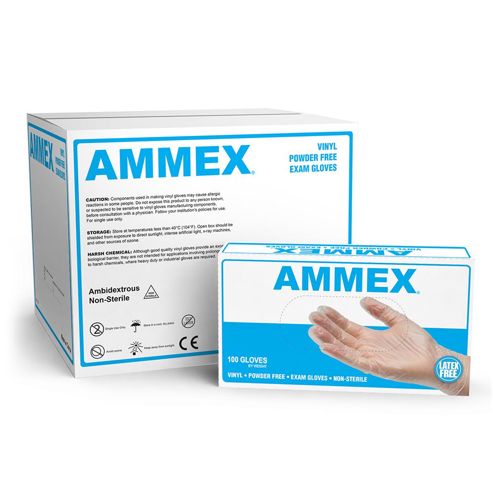 AMMEX Vinyl  Latex Free  Powder Free  Medical Disposable Gloves  Large  Clear  1000/Case