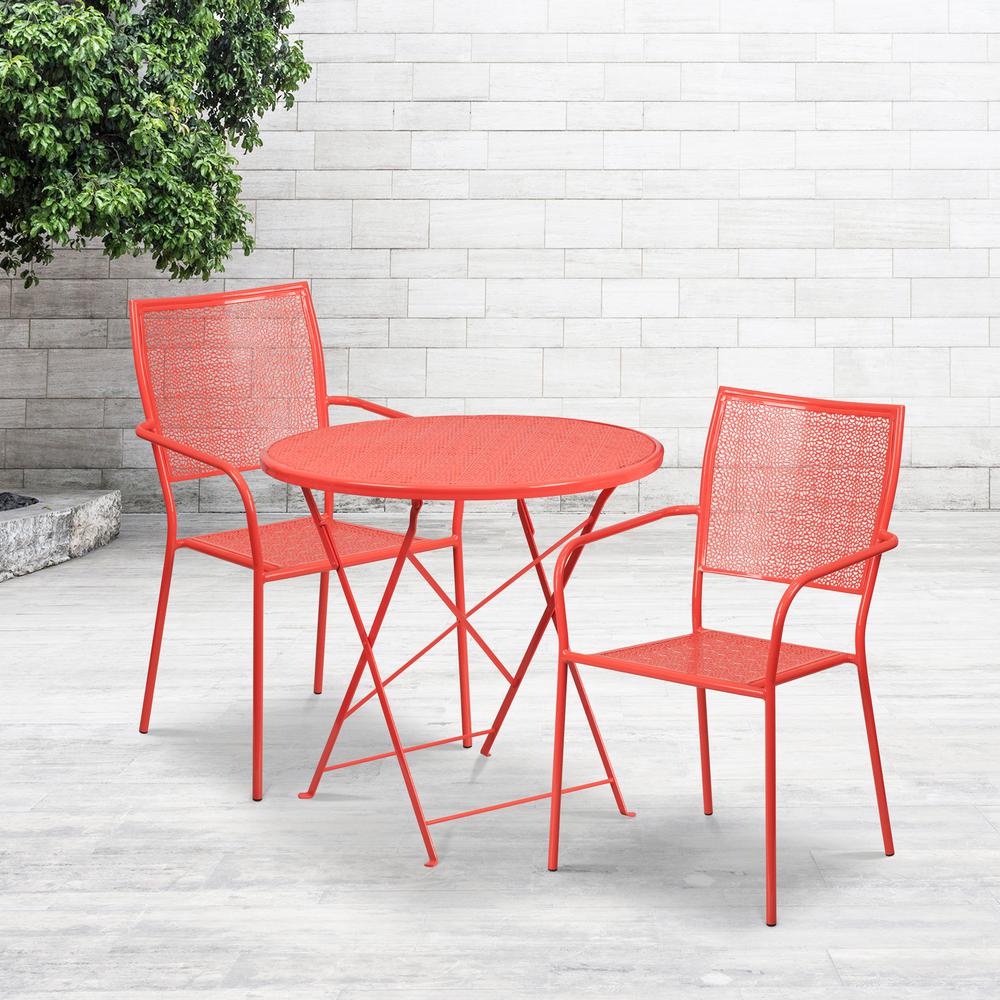 Carnegy Avenue Pink 3-Piece Metal Round Outdoor Bistro Set-CGA-XU-193933-CO-HD - The Home Depot