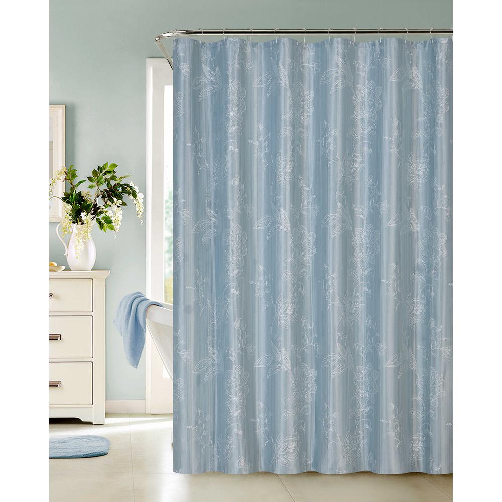 Blue Shower Curtains Accessories The Home Depot Blue Embroidered Shower Curtain